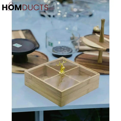 Luxury Bamboo 4 Partition Dry Fruit Dish