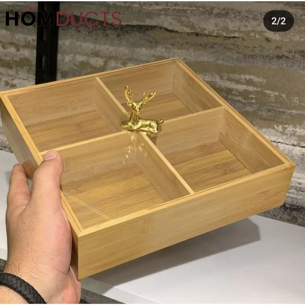 Luxury Bamboo 4 Partition Dry Fruit Dish