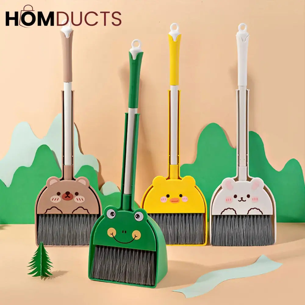 Luxury Bear-Themed Broom & Dustpan Set – Cute & Compact Home Cleaning Tool