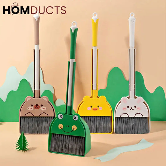 Luxury Bear-Themed Broom & Dustpan Set – Cute & Compact Home Cleaning Tool