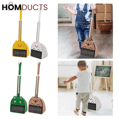Luxury Bear-Themed Broom & Dustpan Set – Cute & Compact Home Cleaning Tool