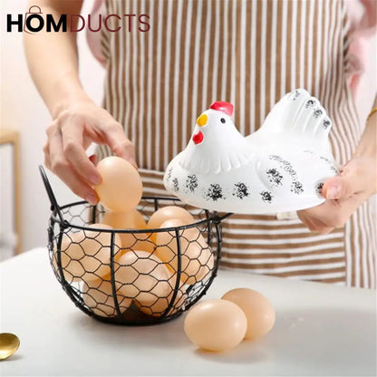 Luxury Hen-Shaped Egg Basket with Lid – Premium Kitchen Storage