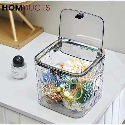 Luxury Clear Textured Tissue Storage Box with Lid – Elegant Acrylic Dispenser for Wet Wipes & Napkins