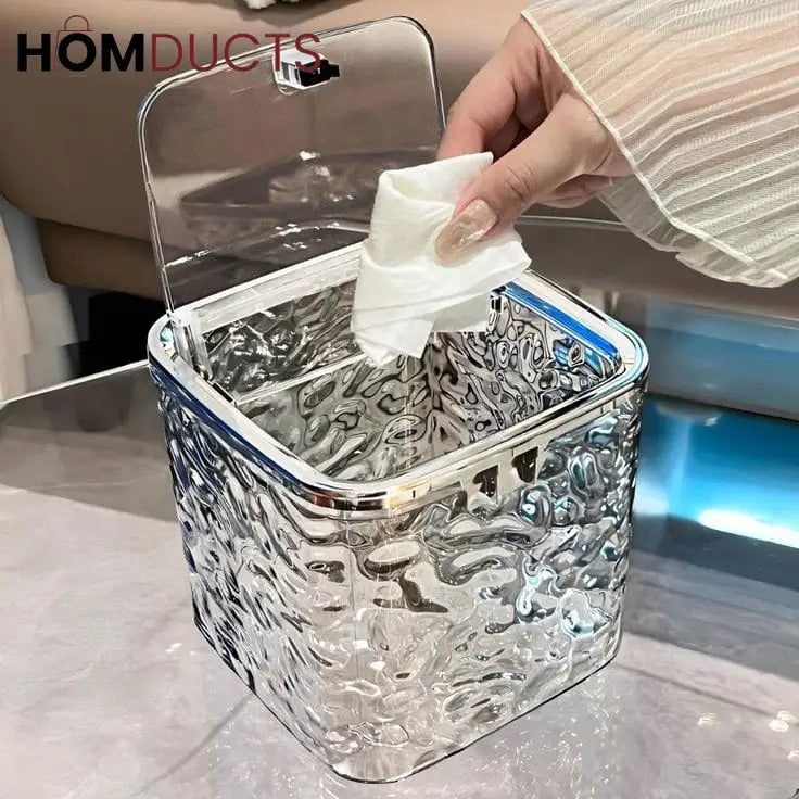 Luxury Clear Textured Tissue Storage Box with Lid – Elegant Acrylic Dispenser for Wet Wipes & Napkins