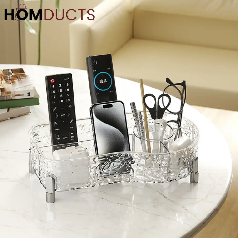 Luxury Crystal Clear Makeup Organizer with Compartments for Brushes, Perfume, and Skincare Products