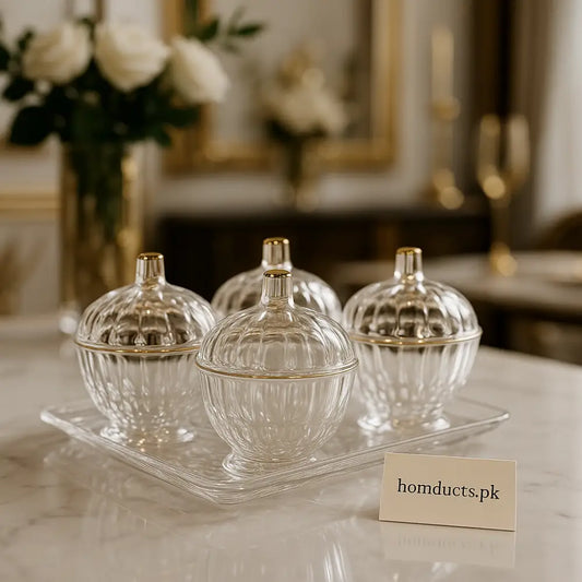 Luxury Crystal Serving Bowl Set with Gold Accents