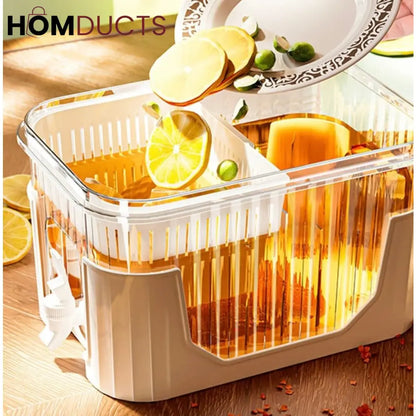 Luxury Fridge-Friendly Beverage Dispenser Set – Dual Juice Containers with Tap & Lid