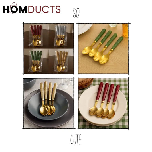 Luxury Golden Spoons – 4 Pcs Set |