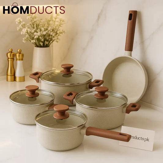 Luxury Non-Stick 5-Piece Cookware Set with Glass Lids