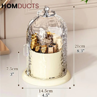 Luxury Raindrop Dome Cosmetic Organizer with Gold Accents
