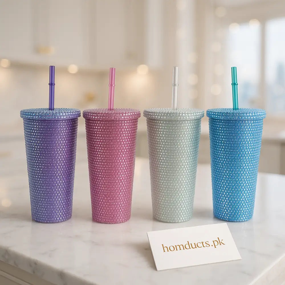 Luxury Rhinestone Tumbler Set – Sparkling Insulated Cups with Straw
