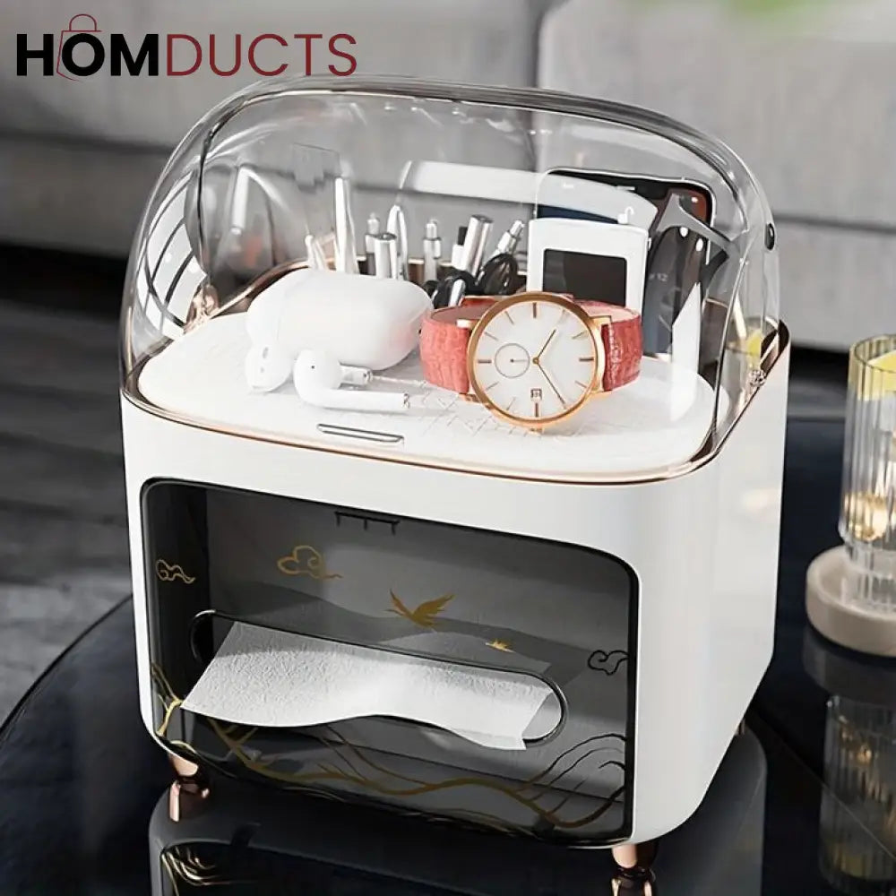 Luxury Tissue Box With Cosmetic Organizer
