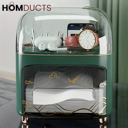 Luxury Tissue Box With Cosmetic Organizer