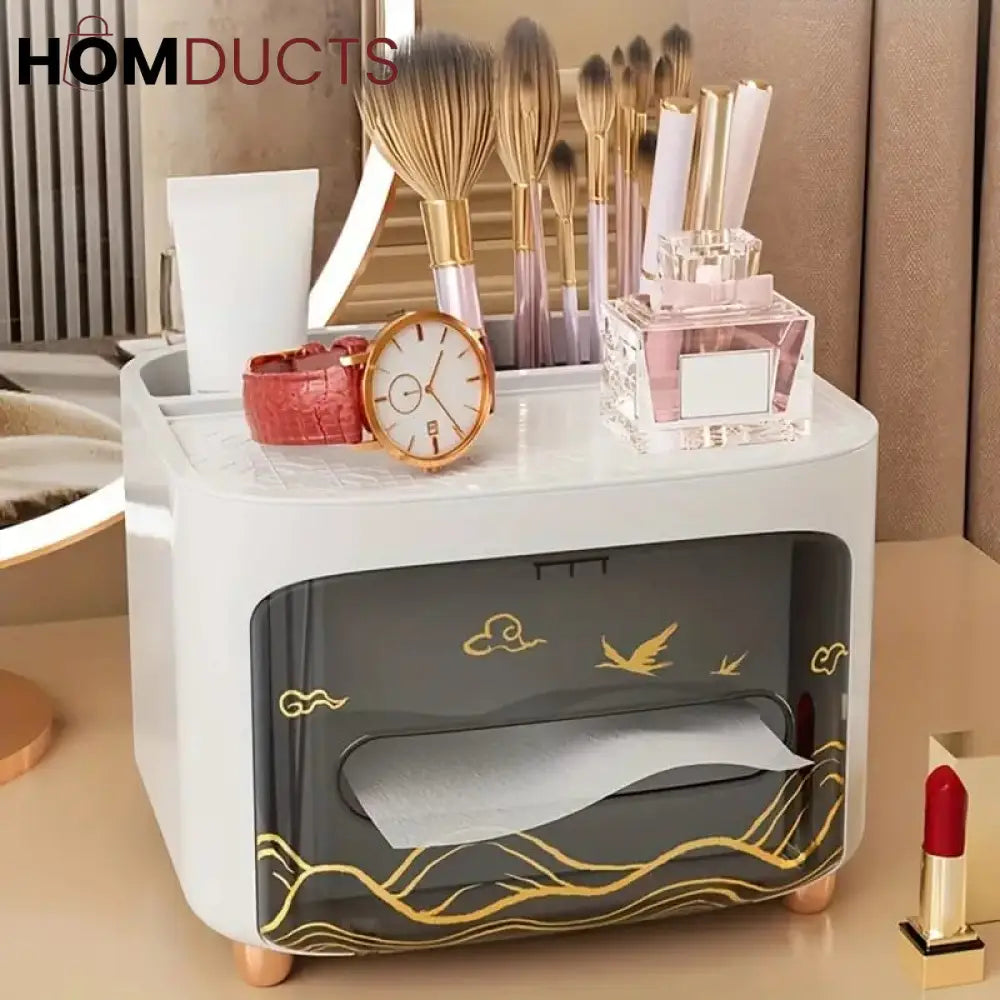 Luxury Tissue Box With Cosmetic Organizer