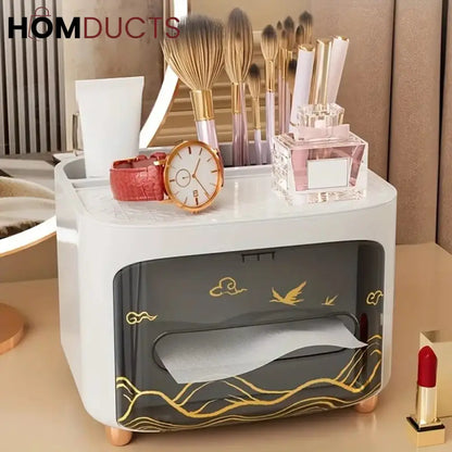 Luxury Tissue Box With Cosmetic Organizer