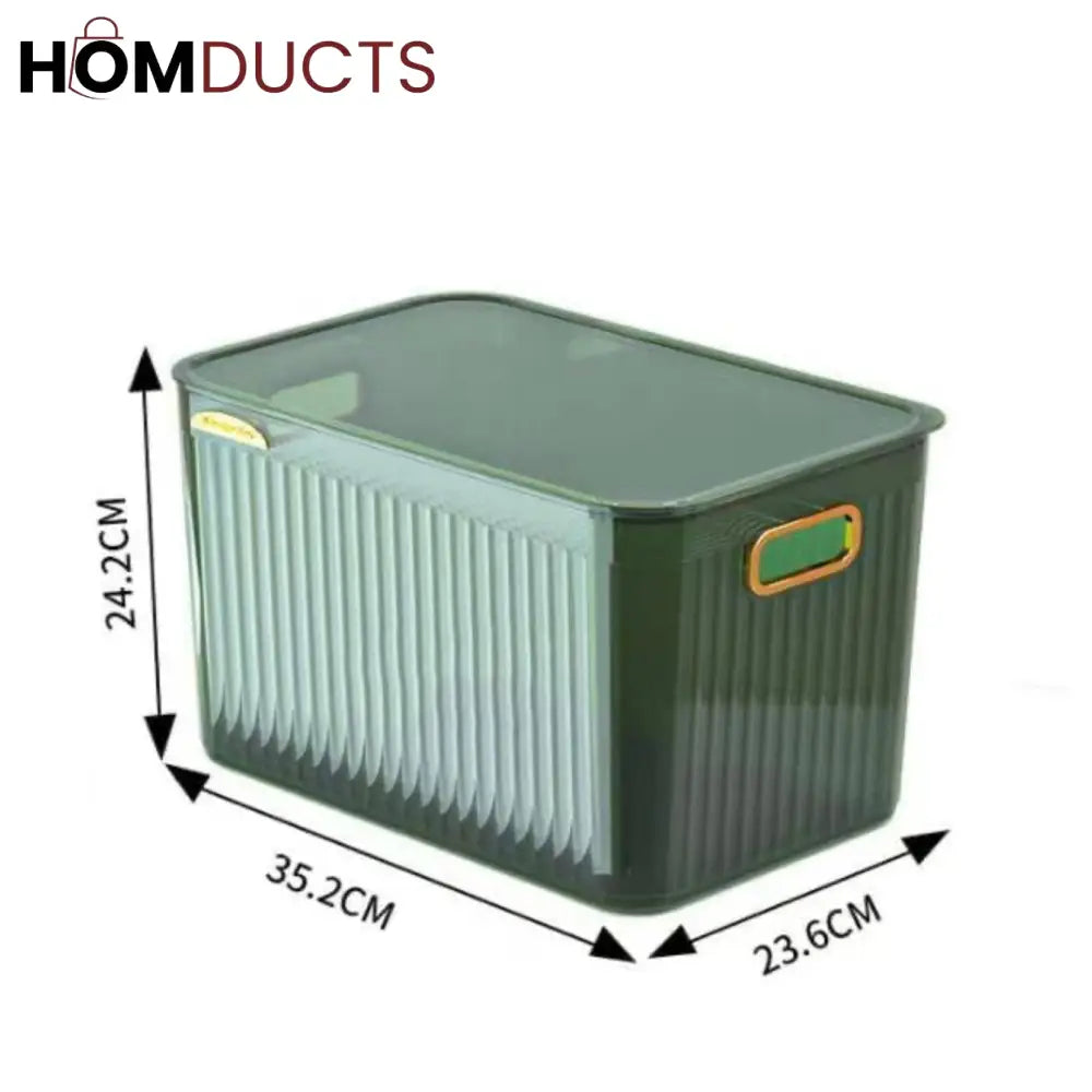 Luxury Transparent Storage Organizer Box with Lid – Multipurpose Plastic Basket for Laundry, Closet & Home Use