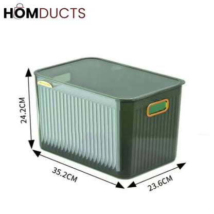 Luxury Transparent Storage Organizer Box with Lid – Multipurpose Plastic Basket for Laundry, Closet & Home Use