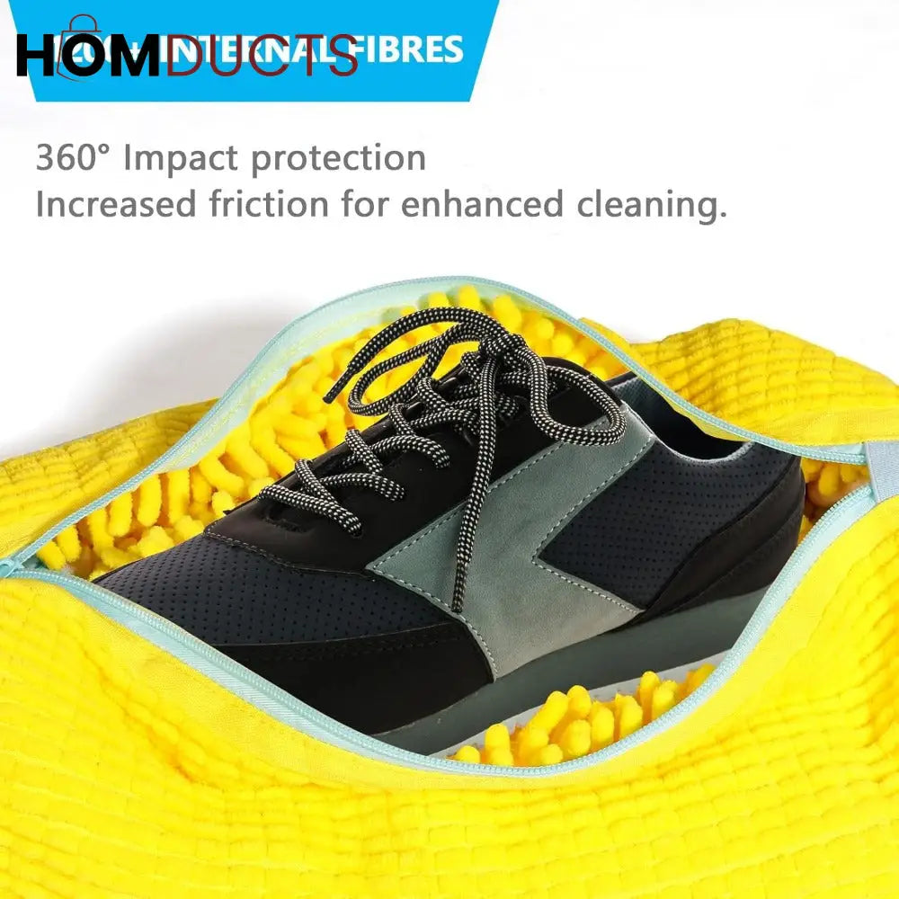 Microfiber Shoe Wash Bag for Washing Machine – Protective Sneaker Laundry Bag with Zipper and Cushion Padding(Pair)