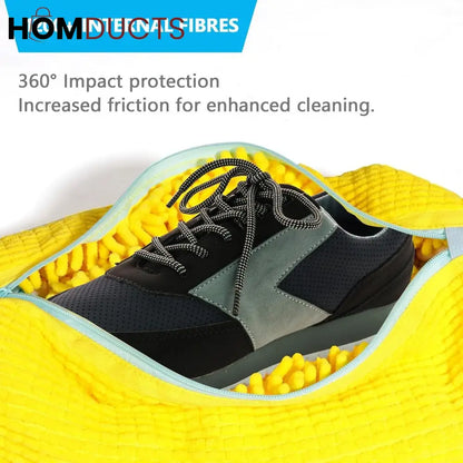 Microfiber Shoe Wash Bag for Washing Machine – Protective Sneaker Laundry Bag with Zipper and Cushion Padding(Pair)