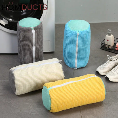 Microfiber Shoe Wash Bag for Washing Machine – Protective Sneaker Laundry Bag with Zipper and Cushion Padding(Pair)