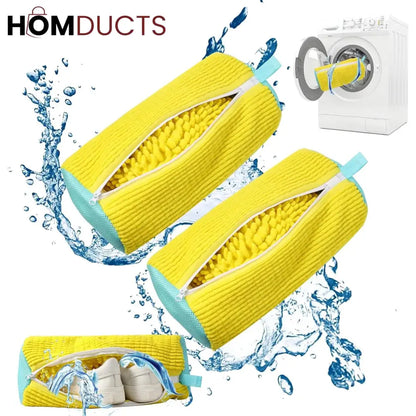 Microfiber Shoe Wash Bag for Washing Machine – Protective Sneaker Laundry Bag with Zipper and Cushion Padding(Pair)