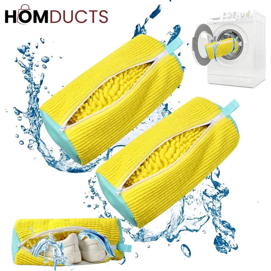 Microfiber Shoe Wash Bag for Washing Machine – Protective Sneaker Laundry Bag with Zipper and Cushion Padding(Pair)