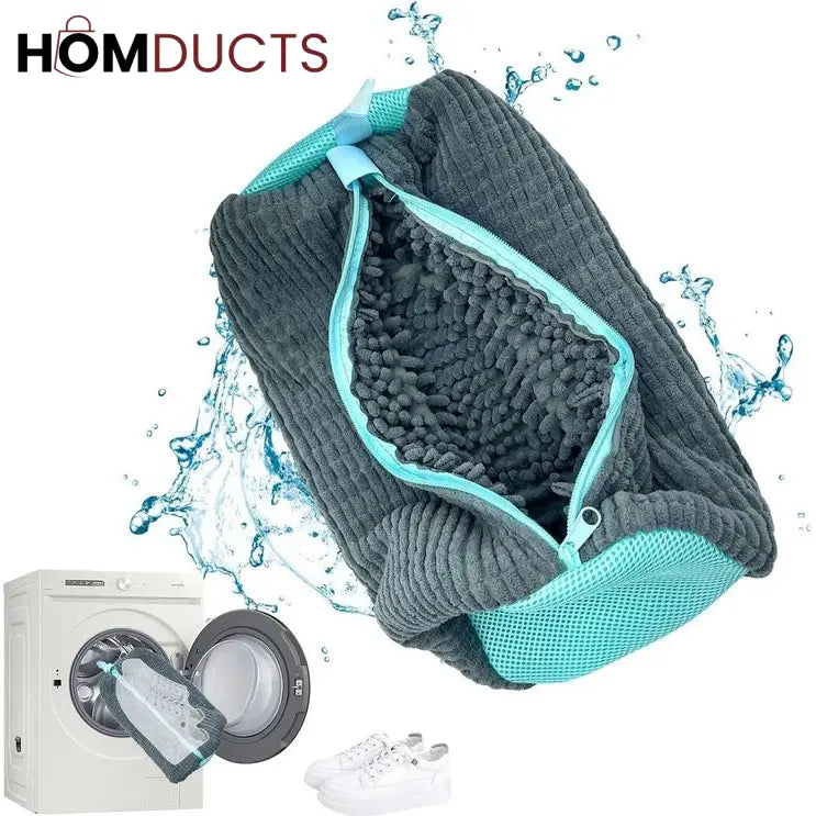 Microfiber Shoe Wash Bag for Washing Machine – Protective Sneaker Laundry Bag with Zipper and Cushion Padding(Pair)