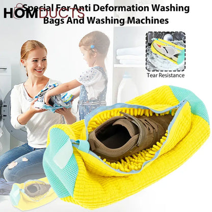 Microfiber Shoe Wash Bag for Washing Machine – Protective Sneaker Laundry Bag with Zipper and Cushion Padding(Pair)
