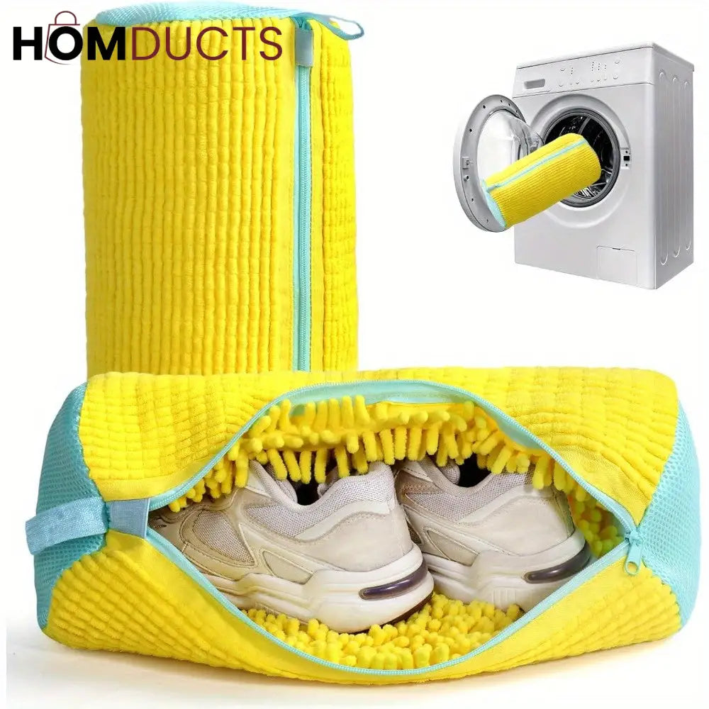 Microfiber Shoe Wash Bag for Washing Machine – Protective Sneaker Laundry Bag with Zipper and Cushion Padding(Pair)