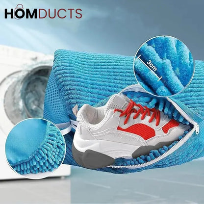Microfiber Shoe Wash Bag for Washing Machine – Protective Sneaker Laundry Bag with Zipper and Cushion Padding(Pair)
