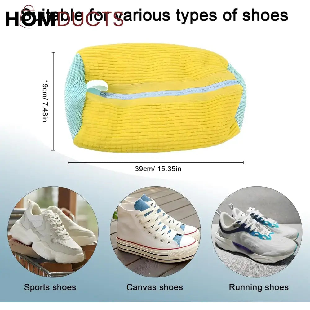 Microfiber Shoe Wash Bag for Washing Machine – Protective Sneaker Laundry Bag with Zipper and Cushion Padding(Pair)