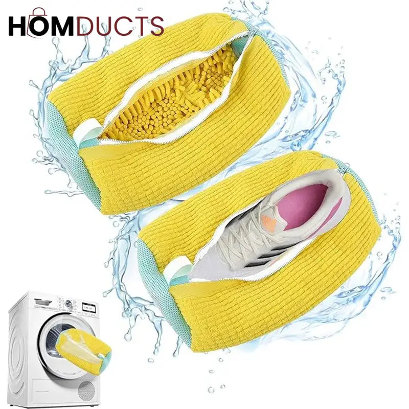 Microfiber Shoe Wash Bag for Washing Machine – Protective Sneaker Laundry Bag with Zipper and Cushion Padding(Pair)