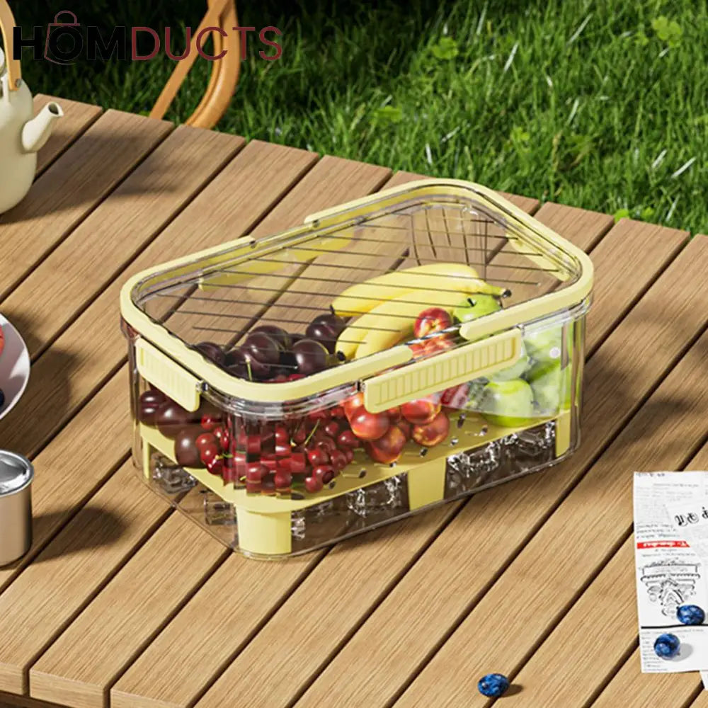 Multi-Layer Airtight Vegetable Storage Container with Drain Tray & Freshness Lock for Fridge and Kitchen