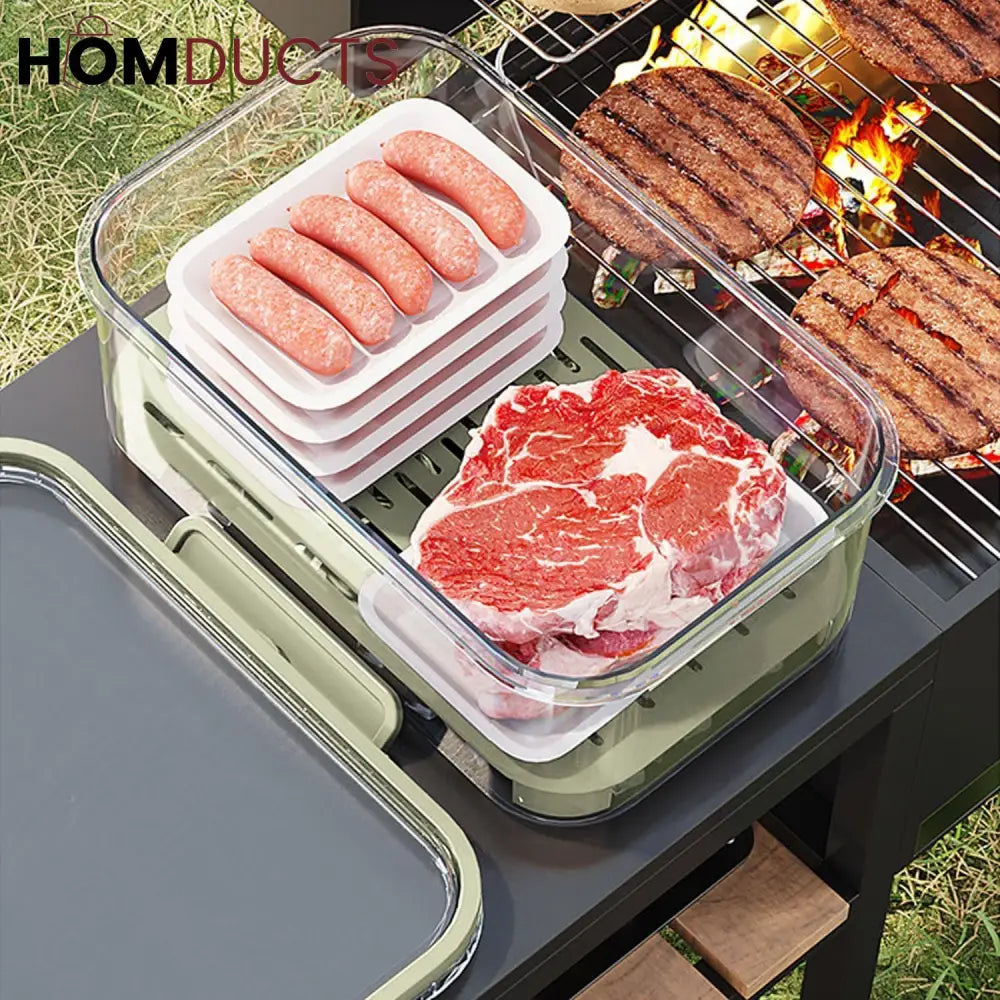 Multi-Layer Airtight Vegetable Storage Container with Drain Tray & Freshness Lock for Fridge and Kitchen
