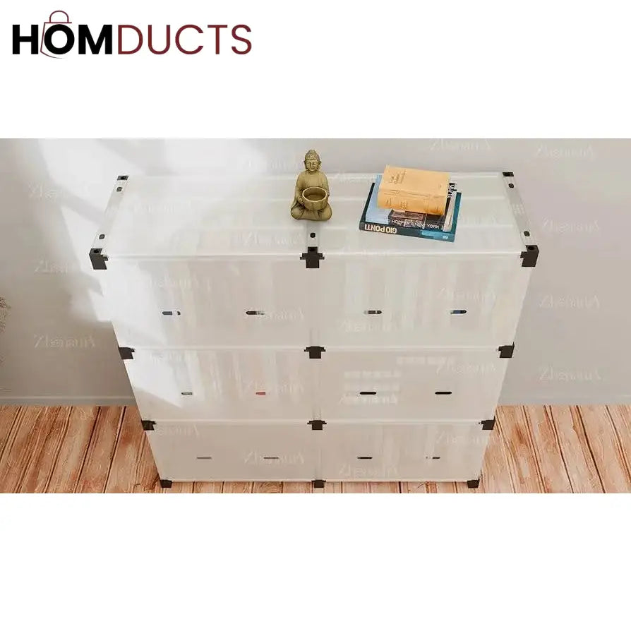Multi-Layer Modular Transparent Storage Cabinet – 2/3/4 Tier Plastic Organizer with Doors for Home & Office