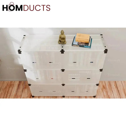Multi-Layer Modular Transparent Storage Cabinet – 2/3/4 Tier Plastic Organizer with Doors for Home & Office