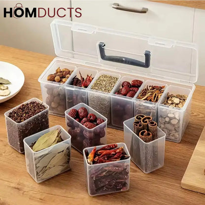 Multi-Purpose Storage Box with Handle – 6 Removable Compartments for Spices, Cables, Crafts & More