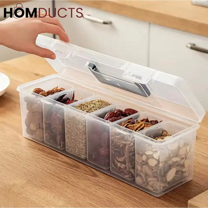 Multi-Purpose Storage Box with Handle – 6 Removable Compartments for Spices, Cables, Crafts & More