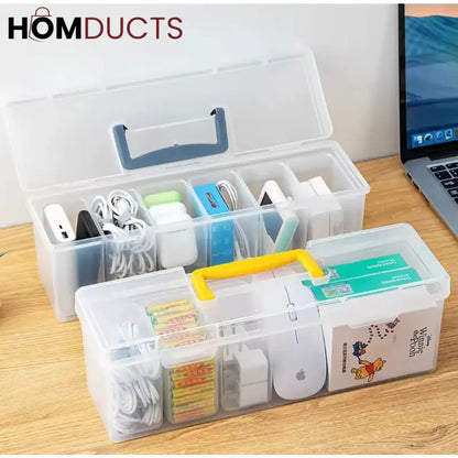Multi-Purpose Storage Box with Handle – 6 Removable Compartments for Spices, Cables, Crafts & More