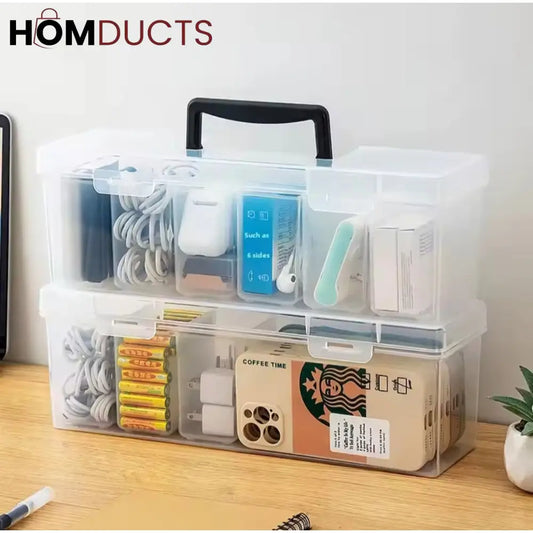 Multi-Purpose Storage Box with Handle – 6 Removable Compartments for Spices, Cables, Crafts & More