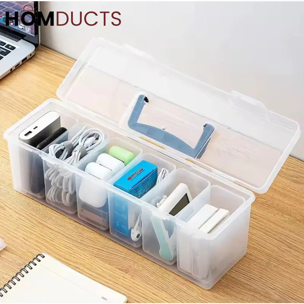Multi-Purpose Storage Box with Handle – 6 Removable Compartments for Spices, Cables, Crafts & More
