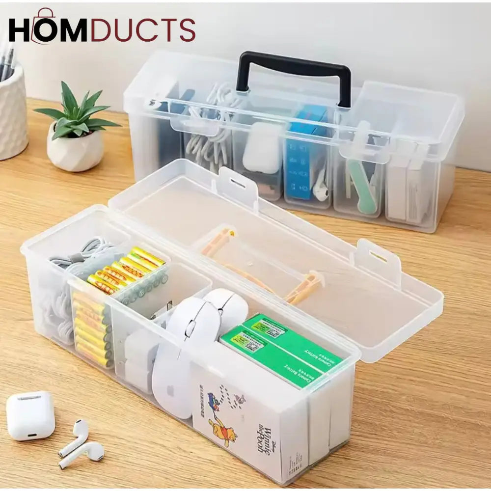 Multi-Purpose Storage Box with Handle – 6 Removable Compartments for Spices, Cables, Crafts & More