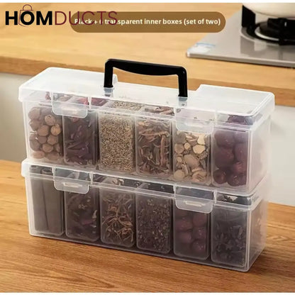 Multi-Purpose Storage Box with Handle – 6 Removable Compartments for Spices, Cables, Crafts & More