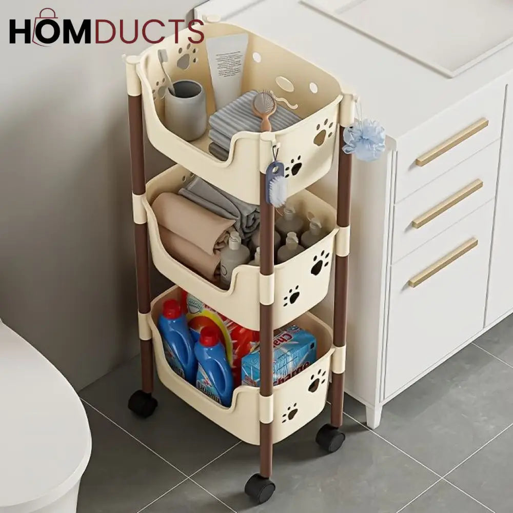 Multifunctional Storage Trolly With Wheels