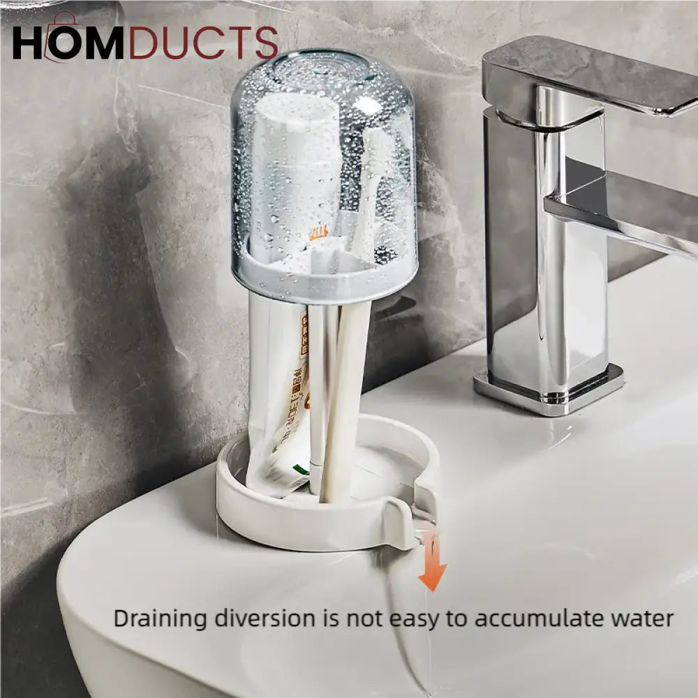 Multifunctional Toothbrush Holder with Quick-Dry Cup & Toothpaste Organizer