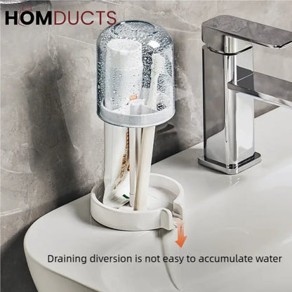 Multifunctional Toothbrush Holder with Quick-Dry Cup & Toothpaste Organizer