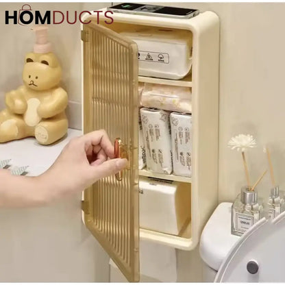 Multipurpose Bathroom Wall Cabinet With Tissue Holder