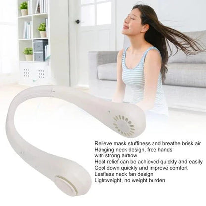 Neck Fan Portable Bladeless neck fans rechargeable USB Cooling Fan Super Strong hanging neck fan Portable Personal Fan Super Quiet Fan Dual Cooling Fan Summer Fan for Outdoor Sports Home Office Travel