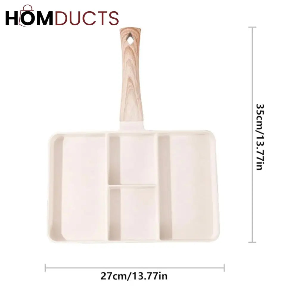 Non-Stick 4 Section Divided Grill Frying Pan – Multi Compartment Skillet for Cooking Meat, Dumplings & Vegetables
