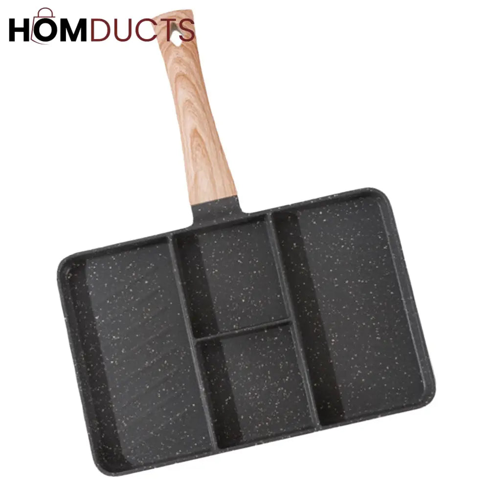 Non-Stick 4 Section Divided Grill Frying Pan – Multi Compartment Skillet for Cooking Meat, Dumplings & Vegetables